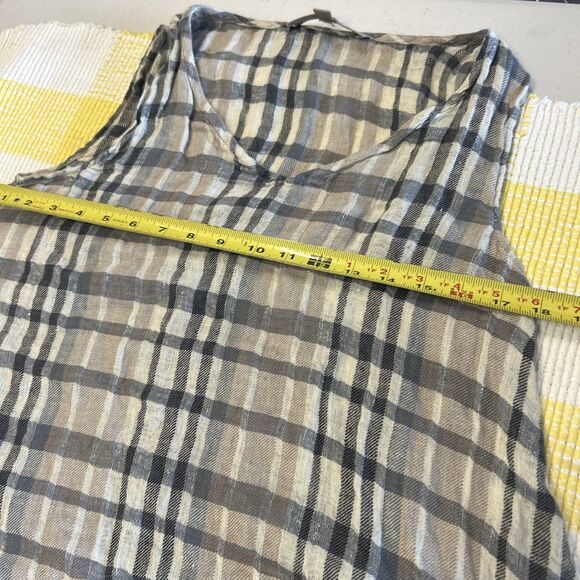 Flax Designs Linen Artistic Tunic Plaid Oversize Size Small P Brown - Picture 13 of 13